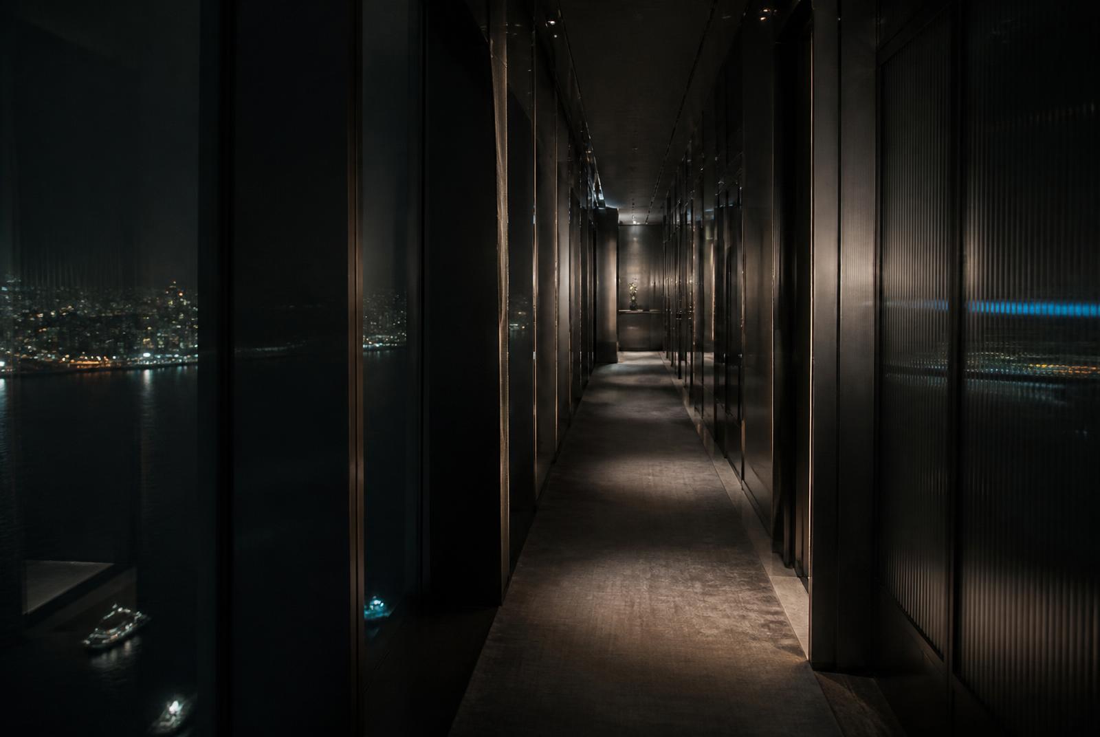 Private members floor overlooking Hong Kong at night